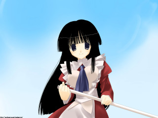 Anime girl sword blue sky - a blue sky background free wallpaper