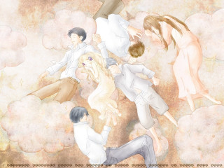 Flying children clouds bat illustration - a storybook illustration free wallpaper for desktop