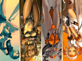 Three girls blonde orange dress - a series free wallpaper