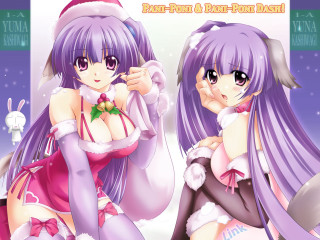 Santa girls anime reindeer christmas - a bow free wallpaper
