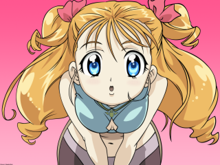 Blonde girl blue eyes cartoon - her head free wallpaper