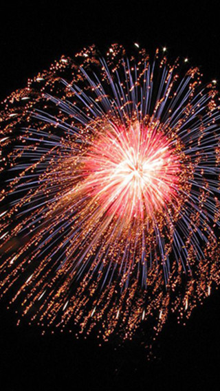 Fireworks black background red white - free new year wallpaper