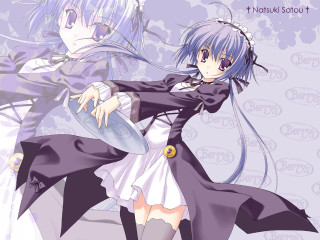 Anime purplehair portrait ribbon dress - the other holding free wallpaper