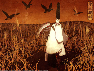 Woman fan field birds anime - analytical free wallpaper