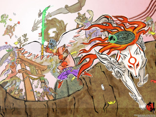 Horse fire dragon amaterasu baioken - ukiyoe free wallpaper