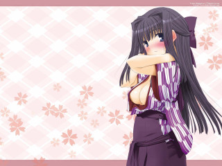 Woman blackhair purpledress flower background - long black hair free wallpaper for desktop