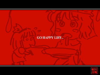 Red girl dog go happy - lineart free wallpaper