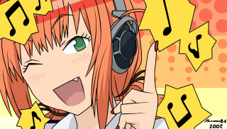 Girl headphones peace sign music - vector art free wallpaper