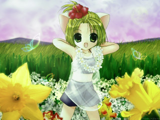 Girl flower crown anime moon - her head and a flower free wallpaper