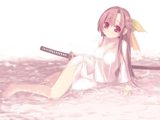 Woman sword water pink white 2 - a sword free wallpaper for desktop