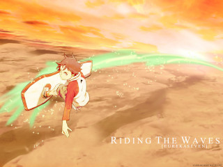 Girl red dress flying green - a green light free wallpaper