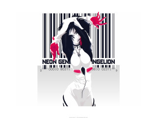 Cyberpunk woman bikini heart barcode - a red heart free wallpaper