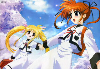 Anime girls white dresses sky - two anime girl free wallpaper