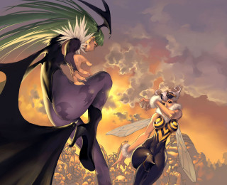 Cartoon girls fantasy wings bat - a couple of cartoon characters free wallpaper