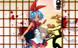 Girl bunny sword blood moon - pop surrealism free wallpaper