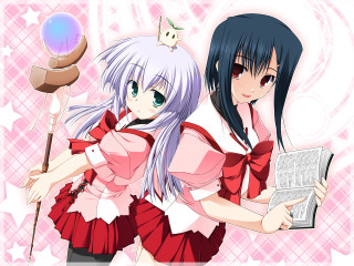 Anime girls pink outfit cat - official free wallpaper for desktop
