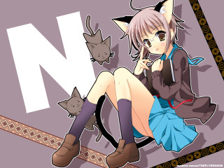 Woman cat portrait anime school - her lap and a cat free wallpaper