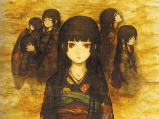 Woman red eyes group long - a painting of a woman free wallpaper