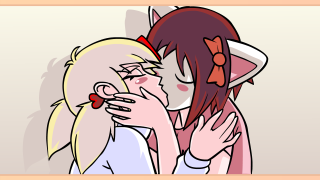 Cartoon couple kissing cat forehead - a couple of cartoon characters free wallpaper