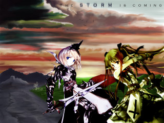 Anime gothic armor birds sunset - gothic free wallpaper