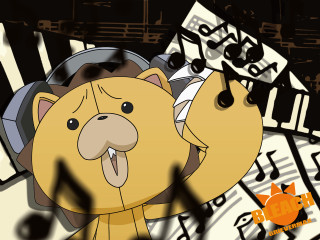 Cartoon bear headphones music notes - music free wallpaper