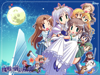 Fullmoon animegirls planet starrysky plaidschooluniform - a full moon in the background free wallpaper