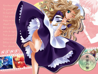 Cartoon purple dress white shirt - a picture of a woman free wallpaper