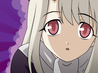 Anime girl blonde red eyes 3 - a purple background behind her free wallpaper