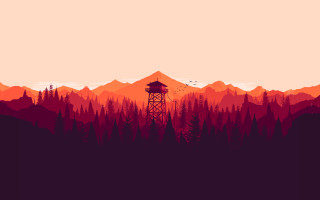 Red orange forest tower bird - game art free wallpaper