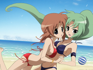 Anime girls beach ball green - a ball free wallpaper