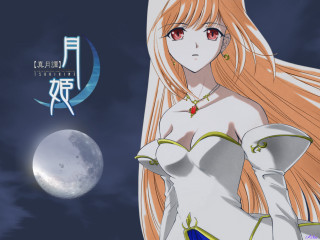 Anime girl moonlight long hair - moon free wallpaper