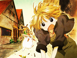 Cartoon boy blonde cigarette house - magical free wallpaper for desktop