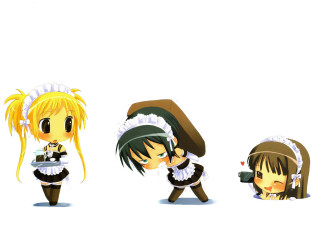 Anime girls headbands guns remodernism - different outfit and hair free wallpaper