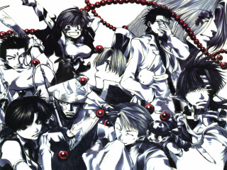 Anime girls red eyes black 2 - a group of anime girls free wallpaper