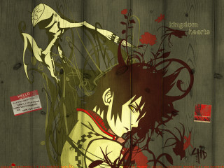 Wooden wall man flower note - a note free wallpaper