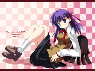 Purple hair crossed legs argyle - floor free wallpaper