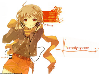 Girl headphones jacket phone scarf - empty free wallpaper