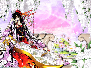 Gothic anime girl flower guitar - a guitar free wallpaper