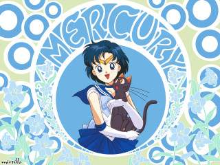 Merricur blue sailor cat flower - pop surrealism free wallpaper