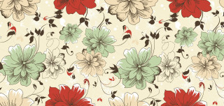Floral pattern red flowers blooming - a beige background free wallpaper