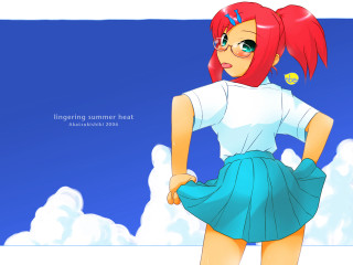Red haired girl glasses sky - red hair and glasses free wallpaper