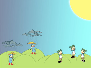 Hill sky clouds umbrella moon - chiho aoshima free wallpaper