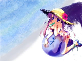 Woman hat feather bird beachball - a ball free wallpaper