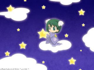 Cartoon girl cloud stars night - chiho aoshima free wallpaper