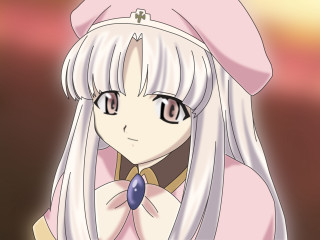 Anime whitehair pinkhat pinkdress blueTie - a pink dress free wallpaper