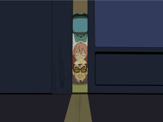 Cartoon character doorway anime girls - temporary art free wallpaper