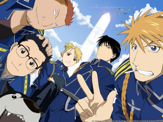 Anime characters pointing sky military - the other pointing free wallpaper