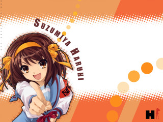 Girl smiling pointing yellow headband - pixel art free wallpaper