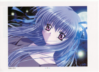 Blue haired girl white dress 4 - a blue sky free wallpaper