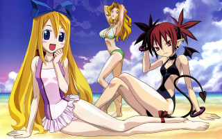 Beach animegirls bikinis demonwings longhair - a bikini free wallpaper